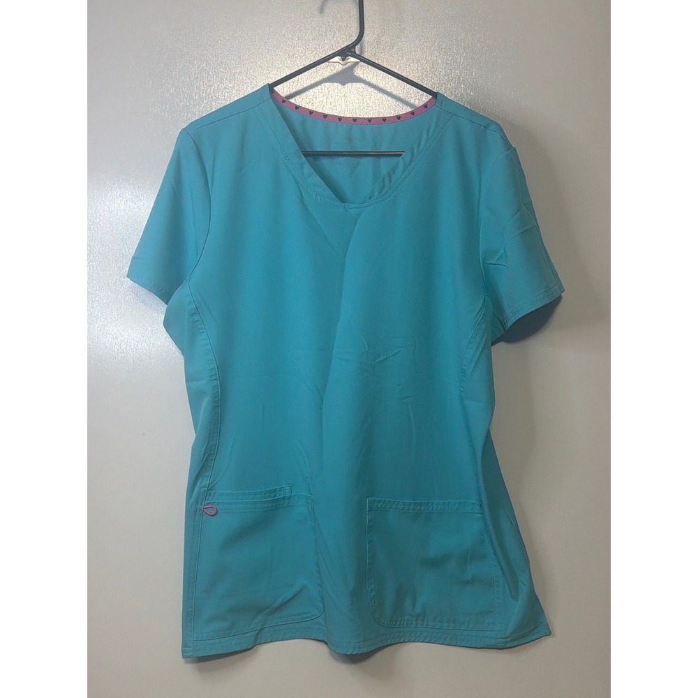 HeartSoul Break Through Turquoise V-Neck Scrub Top XL 20710 TURH